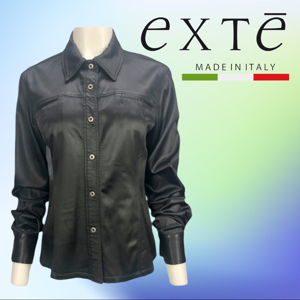 Black Snap Button L/S Exte Jeans Top Medium